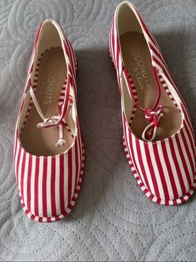 COCONUTS BY MATISSE Women's Cherry RED STRIPE MARY JANES; Sz; 7; EUC